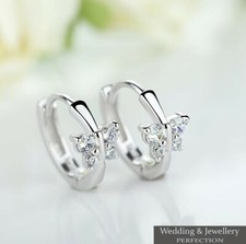 Girls 925 Sterling Silver Crystal Butterfly Earrings Childrens Kids Jewellery