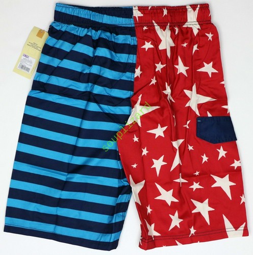 New Boy's Striped Red White Blue Stars Swim Trunk NWT Swimming UPF 50 Size XL - Picture 2 of 5