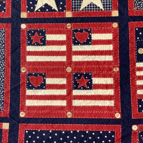 Fabric Print Patriotic Red White Blue Primitive Star Flag Eagle Patchwork 9+ yds - Picture 6 of 12