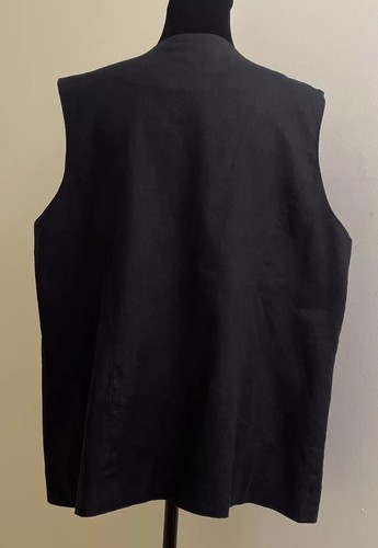 Vtg Stonebridge Black Embroidered Button Up Vest Size 1X Linen/Cotton Lined - Picture 6 of 10