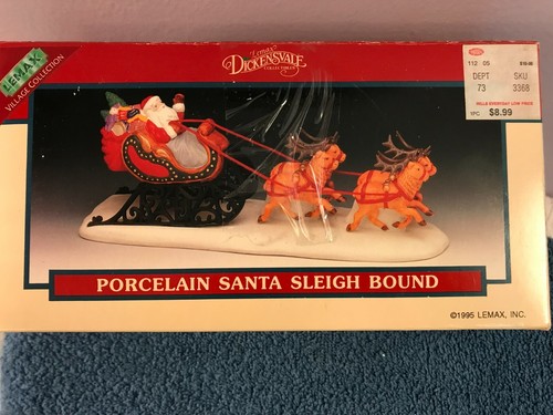 Christmas village accessory Lemax santa sleigh & reindeer santa sleigh bound  - Picture 9 of 9