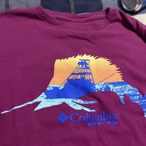 Colombia Men's PFG Long Sleeve Polyester Tee Shirt Blue Size Large - Picture 2 of 5