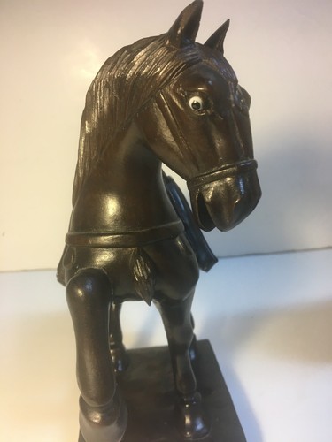 ANTIQUE WOOD CARVED EUROPEAN ASIAN PAIR HORSE BOOKENDS SCULPTURE ART - Picture 7 of 9