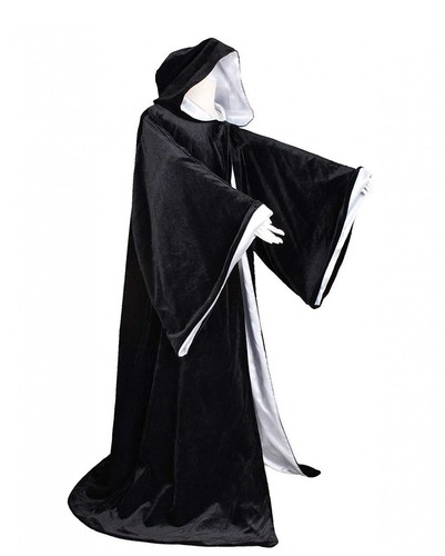LuckyMjmy Velvet Wizard Robe with Satin Lined Hood and Sleeves - Picture 20 of 130