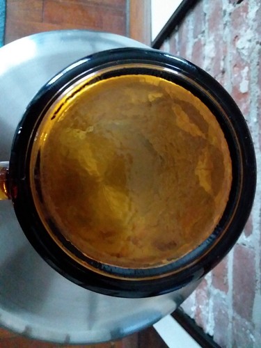 Hazel Atlas Glass Pitcher Diamond Amber Optic Gold  4 Qt 8"H - Picture 6 of 6