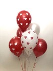 15 x Red, White, Heart Shade Range - Pearlised latex balloons - Valentine's Day