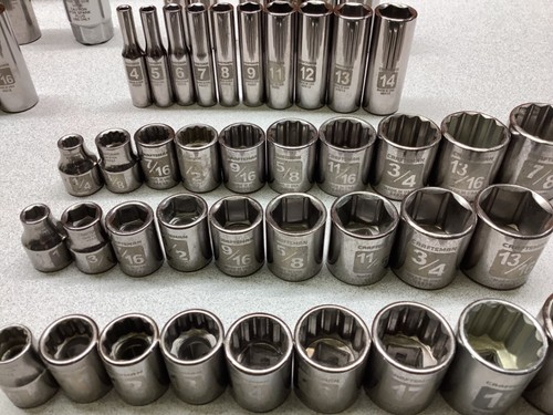 108pc USA Craftsman Easy Read Sockets 1/4, 3/8, 1/2", Deep and Shallow, 6 8 12pt - Foto 6 di 15
