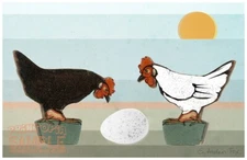 Chickens + the Egg (2023) G Arden Fox * Quality Art Print * Cheeky Farm Sunrise