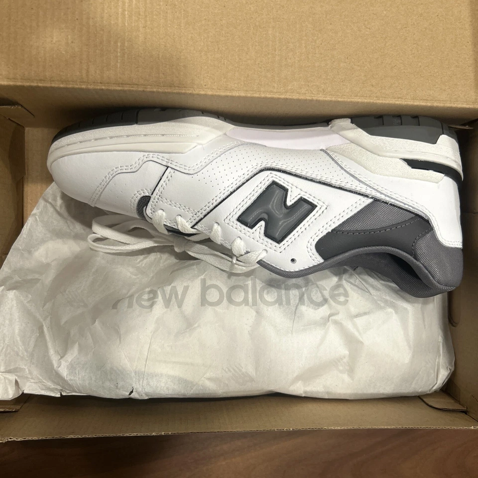 New Balance 550 白色 Castlerock 深灰色运动鞋 男式 尺码 9、13、14 — 第 2/4 张图片