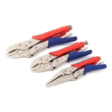 3-Piece Locking Pliers Sets 10" Curved Jaw 7"Curved Jaw and 6-1/2" Straight Jaw