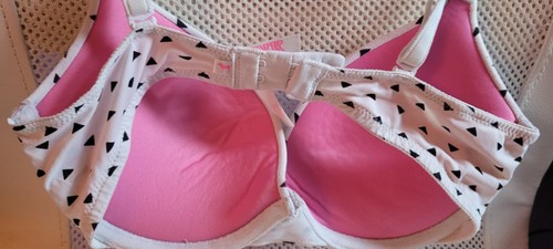 Victoria's Secret "Pink" Pushup Bra 32C Underwire Black and White Back Fasten - Picture 5 of 10