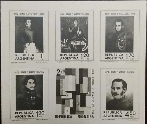 A) 1974, ARGENTINA, PHOTOMECANIC ORIGINAL, ANNIVERSARY OF THE BATTLES OF JUNIN A