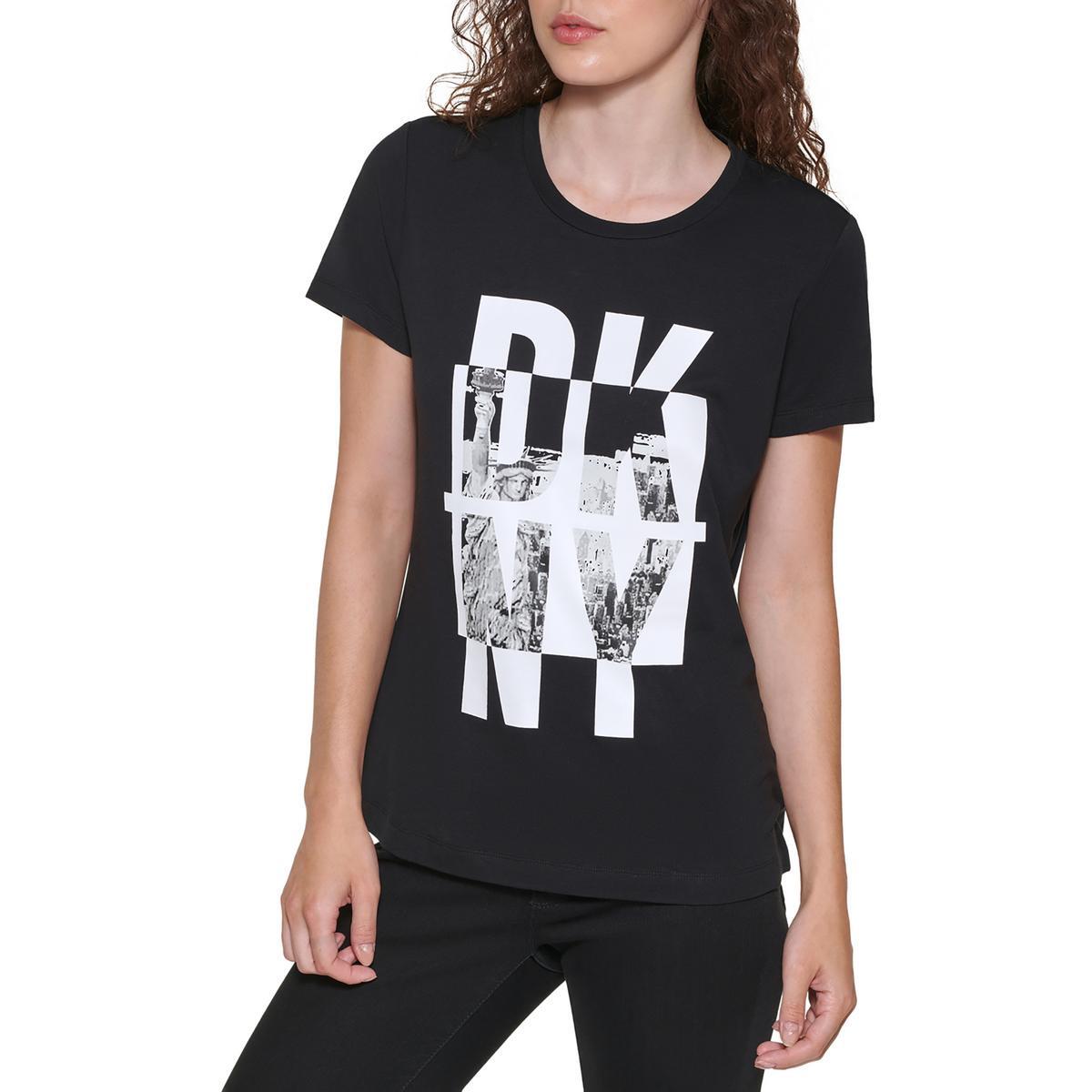 Женская черная хлопковая футболка с логотипом DKNY и графическим принтом M BHFO 4552