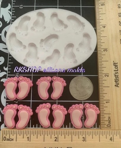 Baby Feet-Foot print handmade Silicone Mold for Baby shower and crafts - Picture 3 of 10