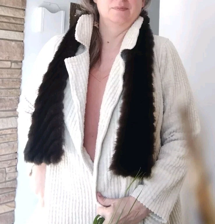 Bufanda de piel de visón marrón sintético Nordstrom vintage cuello largo accesorio de invierno 48" Foto 2 de 4