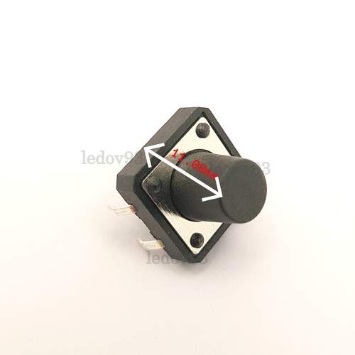 Momentary Tactile Switch Black Push Button 12x12mm Miniature PCB Mounted UK - Imagen 10 de 13