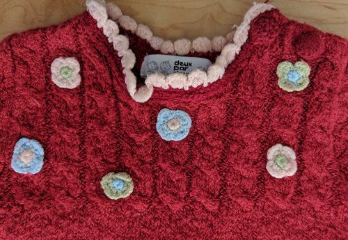 Deux Par Deux Baby Infant Girls Boutique Knit Dress Red Flowers Frills 6 Months