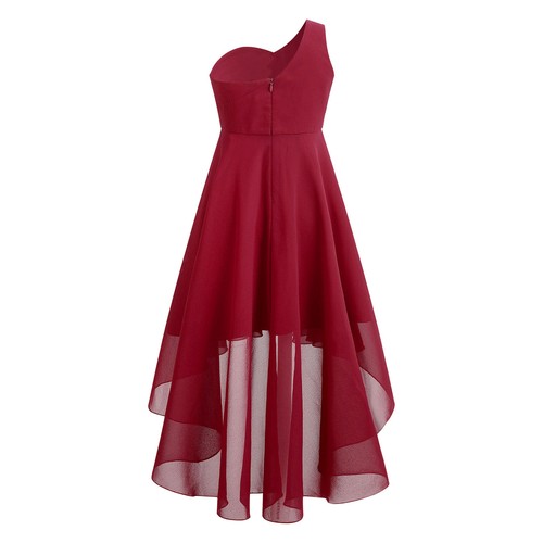 UK Kids Girls Dresses Chiffon One Shoulder Party Dress Prom Evening Ball Gown - Picture 9 of 56