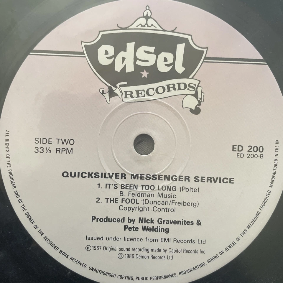 quicksilver messenger service vinyl UK import M/VG  1986 ED 200 edsel - Image 3 of 4