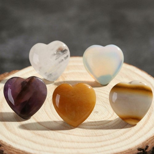 Mixed Quartz Love Heart Crystal Natural Rose Healing Stone Gemstone Pendant 10pc - Picture 8 of 23