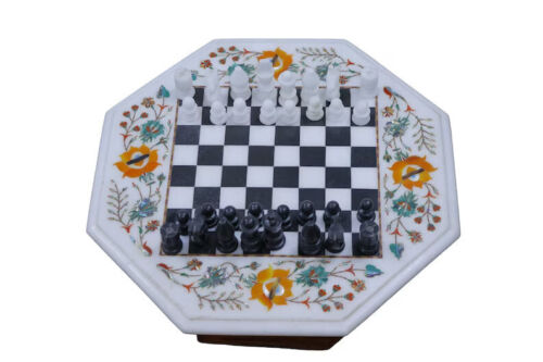 Scacchi in marmo, intarsio pietra diaspro arte hakik, gioco da scacchi indoor  - Foto 1 di 4