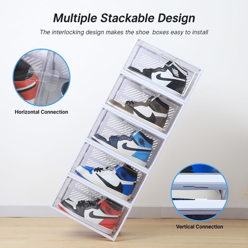 XX-Large Display Schuh Aufbewahrungsbox, 8 Pack Klar Kunststoff Stapelbar Schuh Organi... - Bild 7 von 9