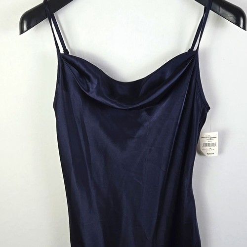 Bebe Navy Blue Women's Satin Cowl Neck Slip Dress Sz M - NWT - Picture 2 of 11