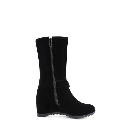 Women's Splicing Winter Red Wedding Boots Rhinestone Wedge Heel Shoes Zipper 43 - Picture 12 of 14