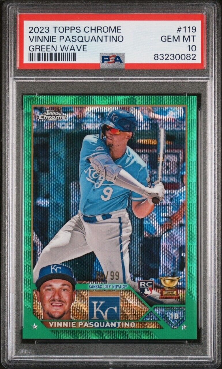 Vinnie Pasquantino 2023 Topps Chrome #119 RC Green Wave /99 PSA 10 Gem Mint
