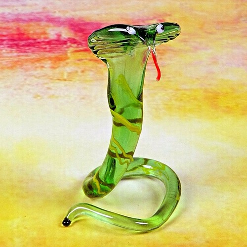 Hand Blown Glass Art HANDMADE Figurine SNAKE # 300 - Picture 2 of 3