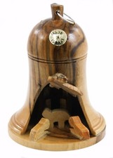 Wood Carved Israel Manger Christmas Ornament Holiday Decoration