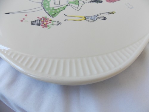 Echt Keramik Grunstadt Plate Platter Italian Woman Fruit Cart MidCentury Ceramic - Picture 4 of 12