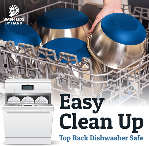 Edelstahl Rührschüsseln mit Deckel Set, 3 Reibeaufsätze, luftdichte Deckel, - Bild 5 von 12