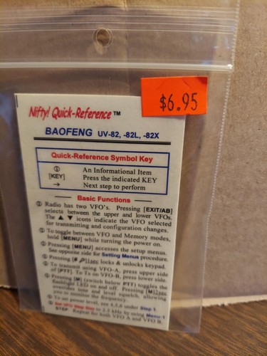 Nifty! Quick-Reference BAOFENG UV-82, -82L,-82X ~~~NEW!!~~