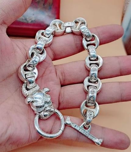 Fashionable new punk Tibetan silver neutral dog head bracelet - Picture 7 of 9