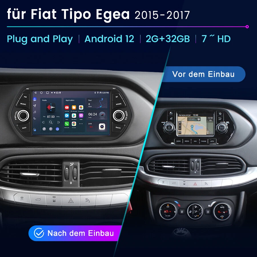 Android13 Autoradio GPS Navi Wireless Carplay 2+32GB SWC Für Fiat Tipo 2015-2021 - Bild 2 von 4