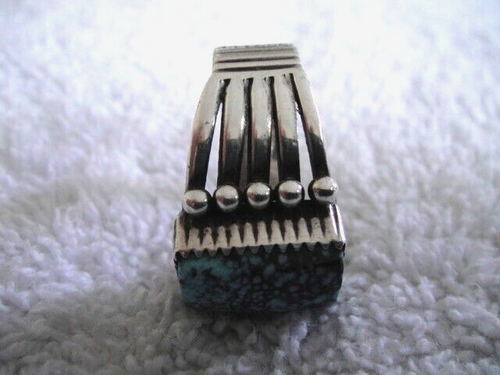 Jason Livingston Navajo Blue SpiderWeb Matrix Turquoise Sterling Ring - Bild 8 von 12