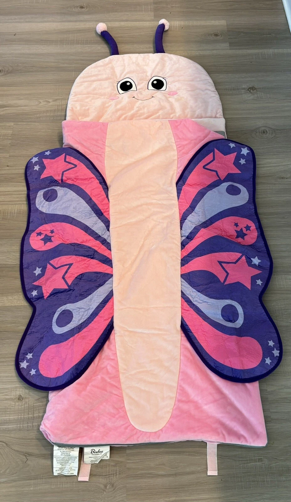 BIXBEE Butterfly Kids Toddler Sleeping Bag Nap Time Easy Roll Up Daycare School