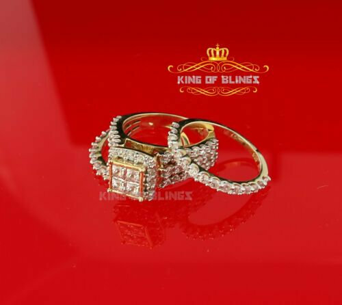 Anillo de novia de plata circonia cúbica de circonia cuadrado amarillo esterlina 925 de 2,08 quilates talla 6 - Imagen 4 de 10