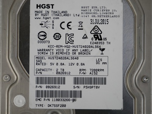 Lot of 2 HGST Toshiba HUS724020ALS640 MG03SCA200 2TB 7.2K SAS 3.5" Server Drives - Picture 4 of 4