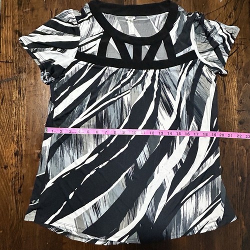 Perseption Concept Size Large Women's Multicolored Short Sleeve Blouse Top - Picture 5 of 5