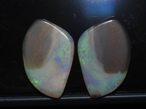 Australian Opal Matched Pair Multi Fire Smooth Polished Fancy Shape 28X19X2MM - Picture 4 of 16