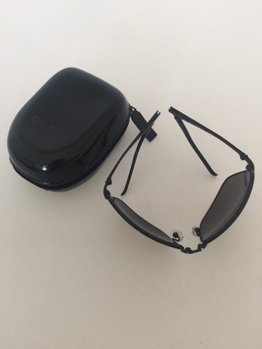 New Authentic Gucci 1689 Folding Sunglasses GG 1689/S C. 006BN Shiny Black Italy - Picture 10 of 11