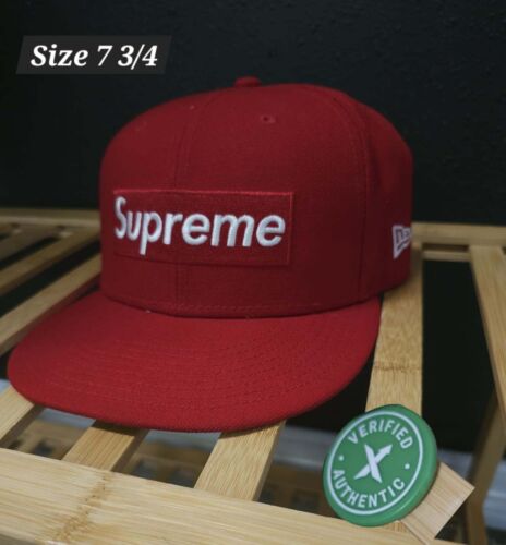Supreme New Era Champions Box Logo Red Hat Size 7 3/4 - Afbeelding 1 van 7