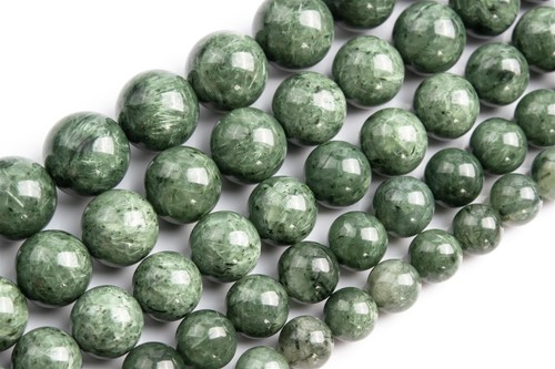 Natural Green Rutilated Quartz Beads Grade A Round Loose Beads 7/8/9/10/11MM - Picture 1 of 13
