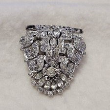 Vintage 1930s Trifari KTF Krussman Fishel Cluster Rhinestone Dress Clip 1.25"