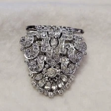 Vintage 1930s Trifari KTF Krussman Fishel Cluster Rhinestone Dress Clip 1.25"