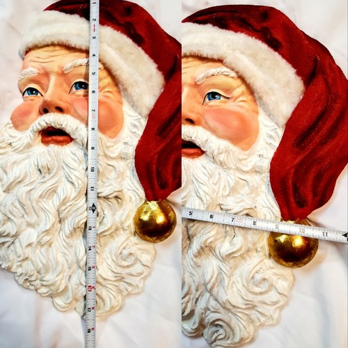 DE COLECCIÓN GRANDE PAPEL MACHÉ CABEZA DE SANTA COLGANTE DE PARED 18 PULGADAS X 11 PULGADAS CON ADORNO DE SOMBRERO DE PIEL - Imagen 4 de 12
