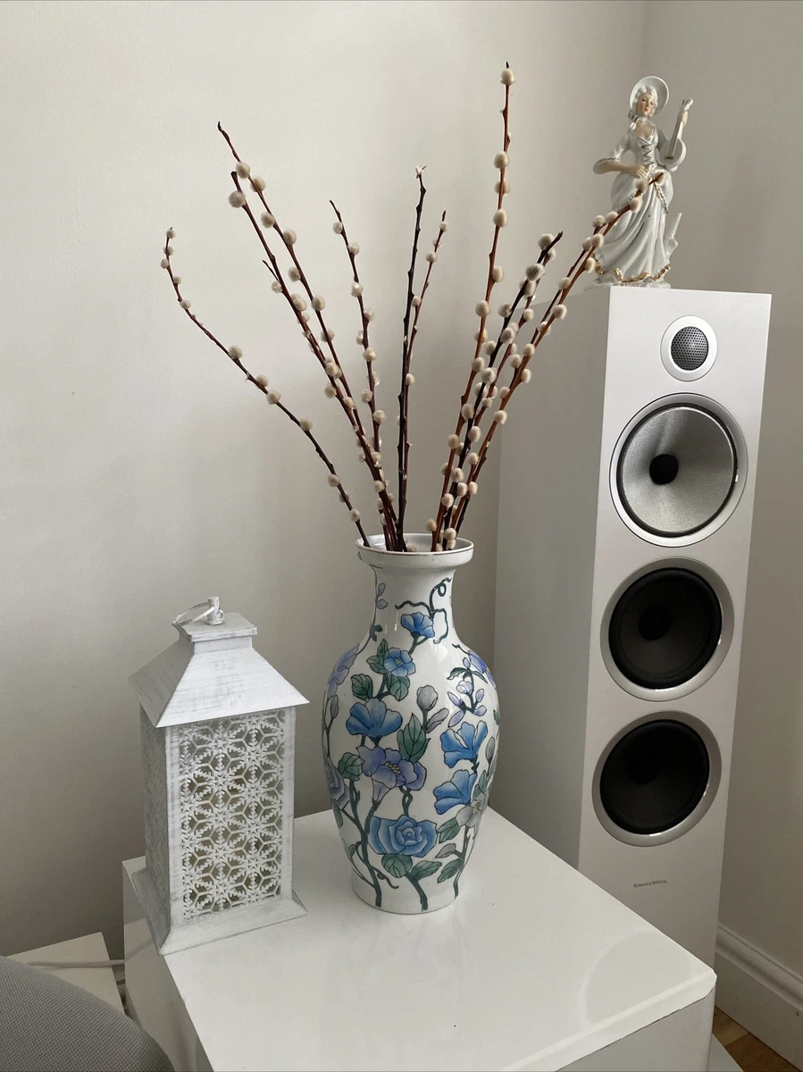 Large Vintage Chinese Home Decor Porcelain White Vase Blue Flowers 35cm China