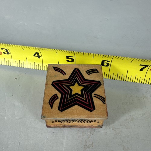 vintage wood mounted rubber stamp (combine Shipping) Star - Picture 1 of 2